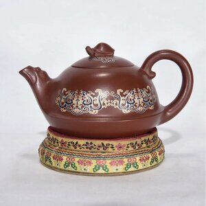 Chinese Yixing Zisha Clay Teapot w Turtle & Ruyi Design